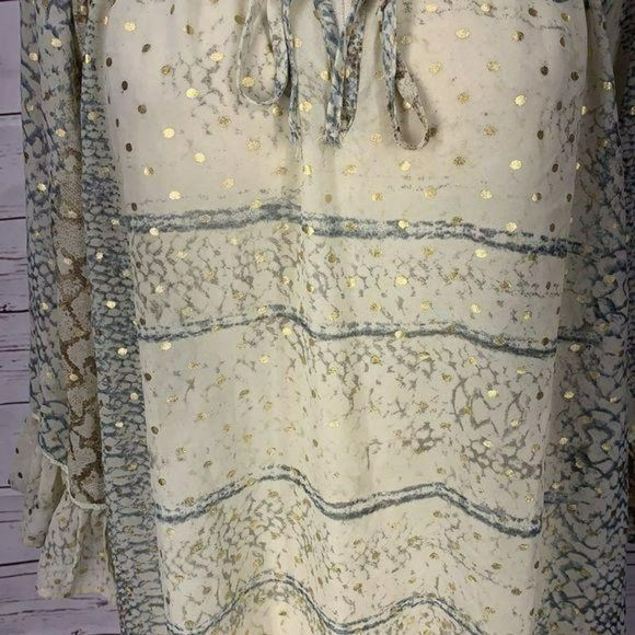 Gibson Latimer Woman's Sheer Abstract Bell Sleeves Blouse Size Large - Picture 7 of 8